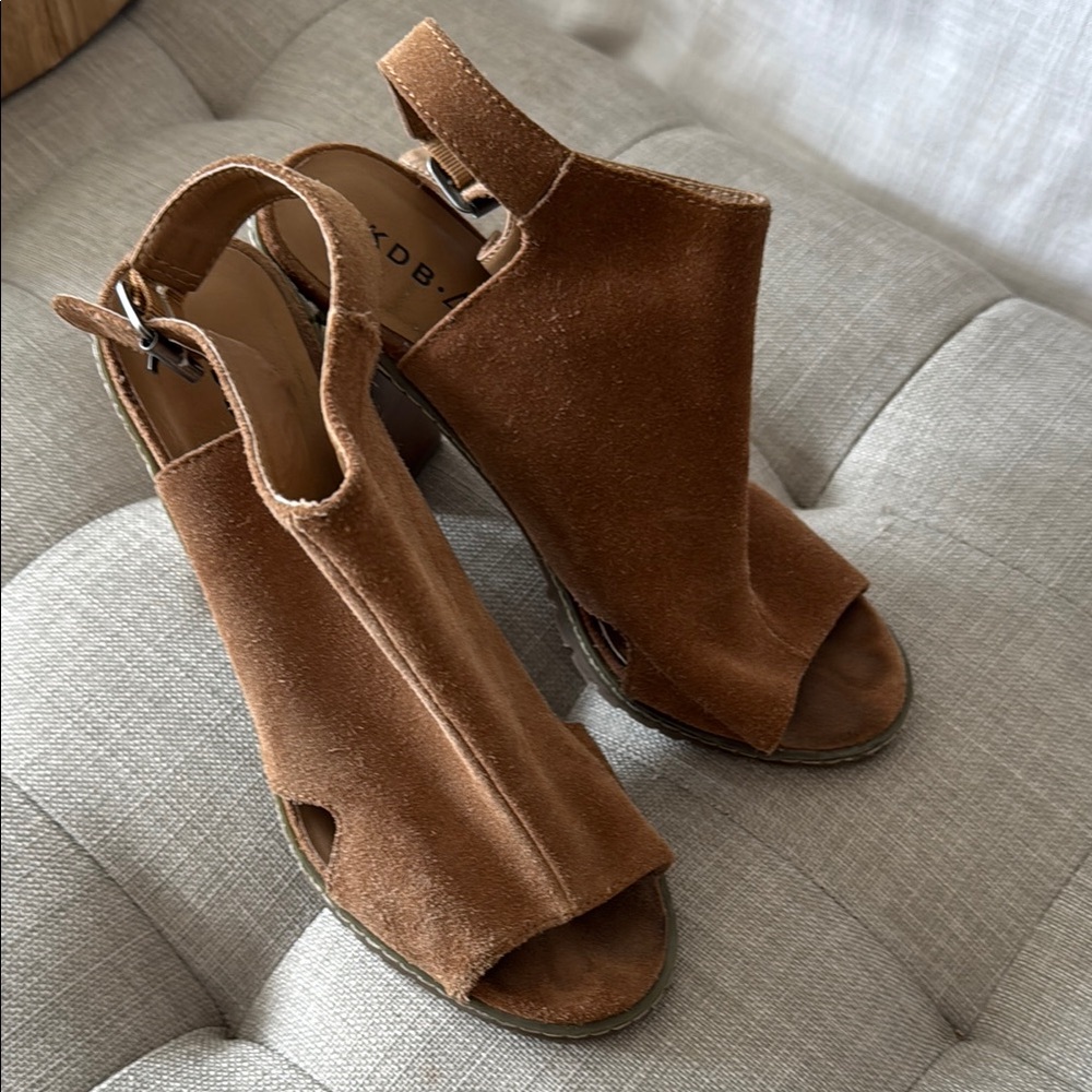 KDB Brown Suede Open-Toe Heels